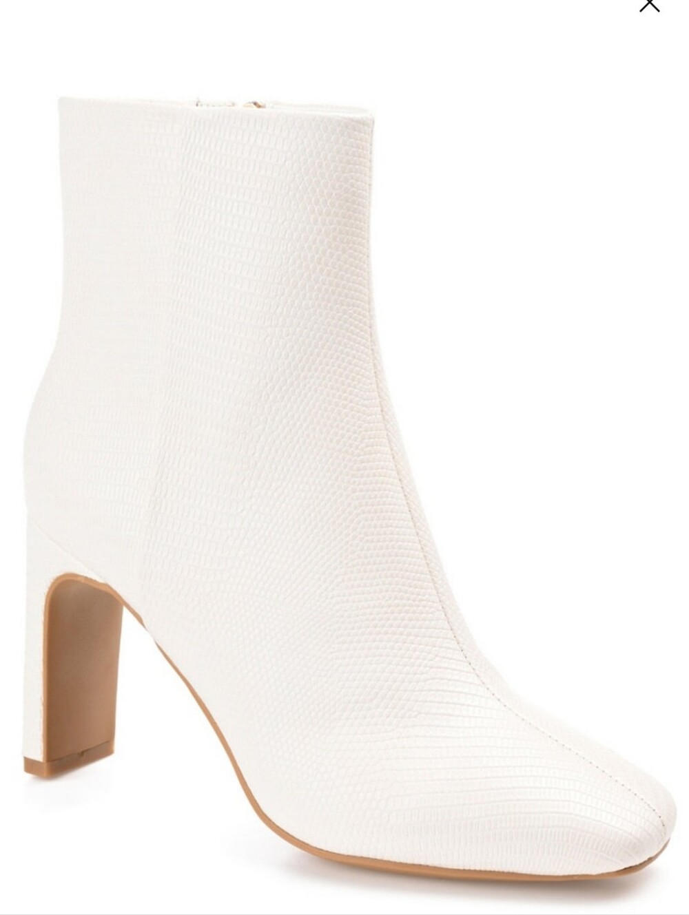 Journee Collection NEW IN BOX White Square Toe Lizard Print Booties Size 9.5 Wms